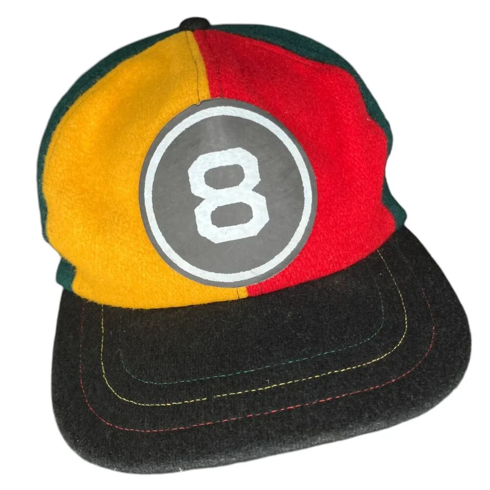Vintage Magic 8 Ball‎ Red Snapback Cap Hat Union Made In USA Wool Adjustable